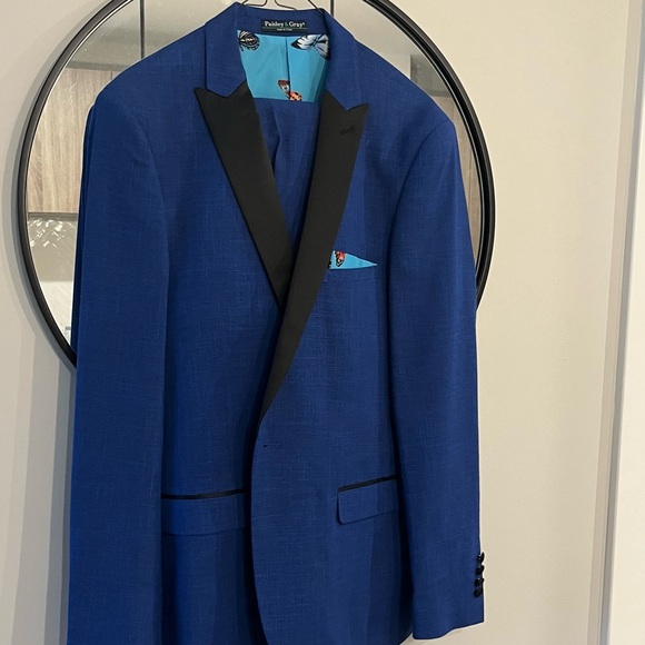 Paisley and Gray Royal Blue Suit Set - Picture 5 of 8